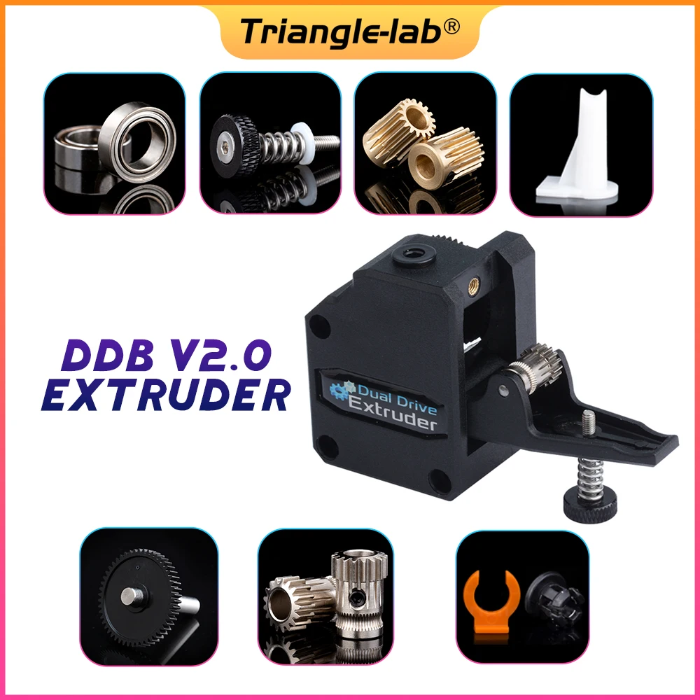 RS Trianglelab DDB Extruder V2.0 Bowden Dual Drive Extruder For 3d Printer Ender 3 CR10  TEVO BLV Ender5 DDE dragonfly dragon