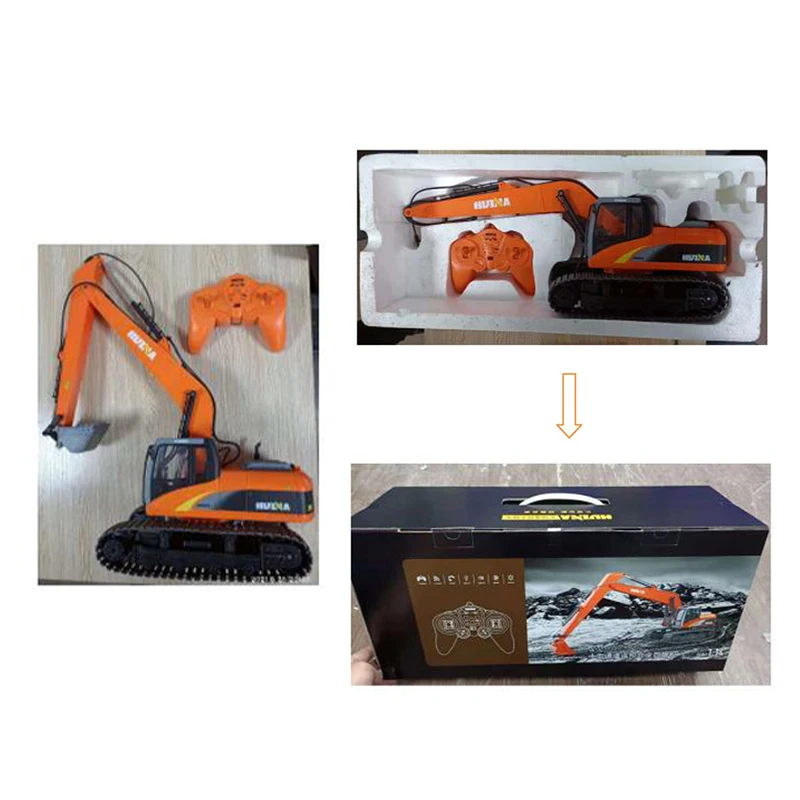 HUINA 1551 RC Excavator 1/14 Truck Model Toys 2.4G Remote Control 400MAH Battery Gifts For Boys Outdoor Toys TH19618-SMT6