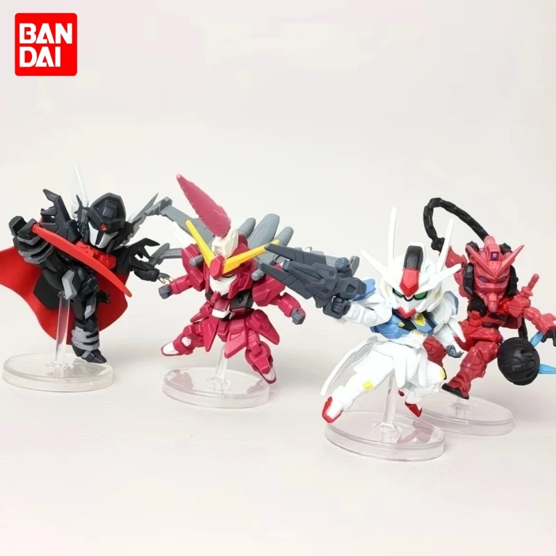 Figura de Anime Gundam Original de Bandai, Gashapon, Mobile Suit 02, Adornos Decorativos, 4 Piezas, Figura de Acción, Modelo para Niños y Niñas, Regalo