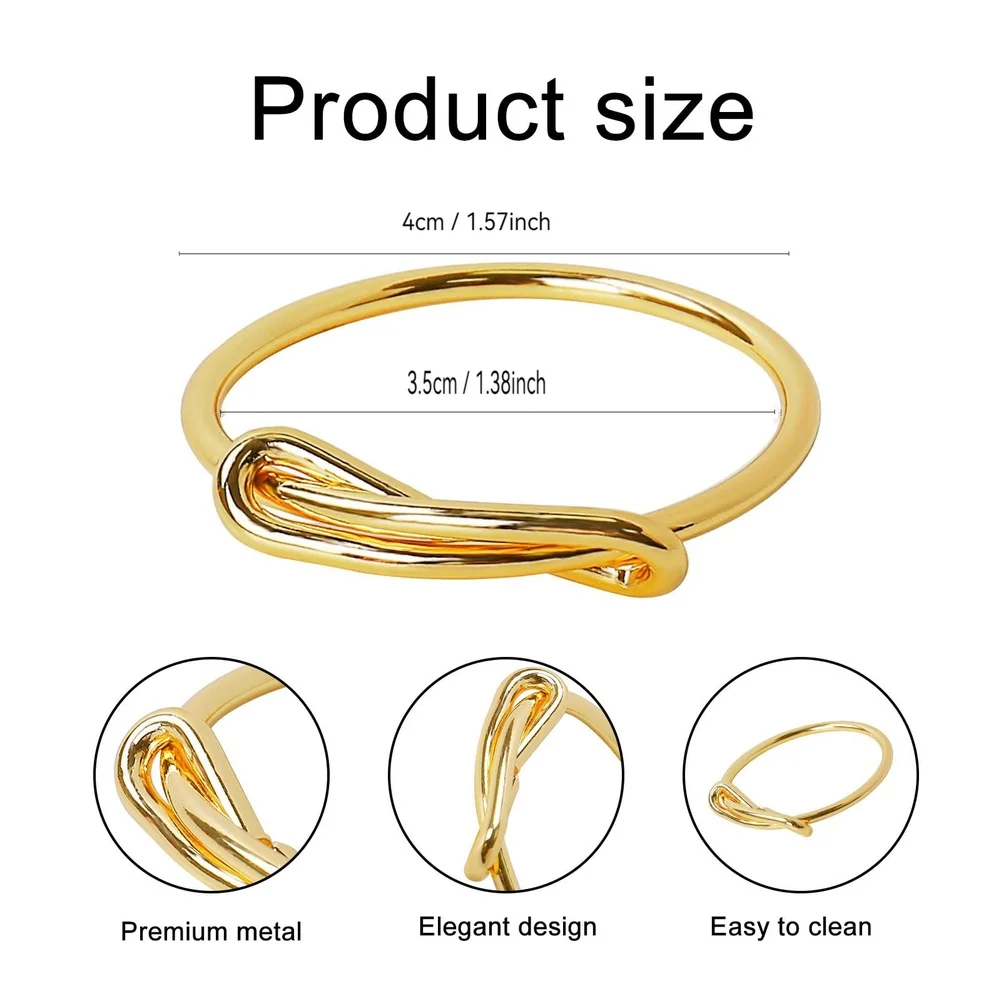 

Gold Metal Knot Napkin Ring Modern Tableware Decoration For Weddings And Parties Banquet And Home Dining 4*3.5cm