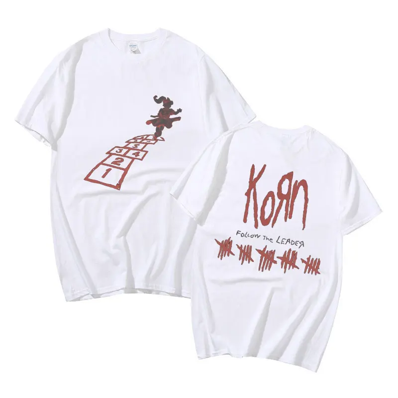 Rock Band Korn Follow The Leader Graphic T Shirt Men Women Fashion Loose Short Sleeve Tees Man Vintage Gothic Oversized Tshirt