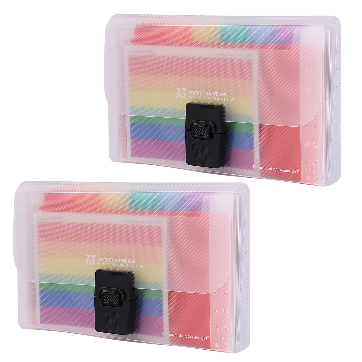 2Pcs Multilayer Folder Bag 13 Pockets Bright Color Design Document Storage for Professional Occasions Folder Bag