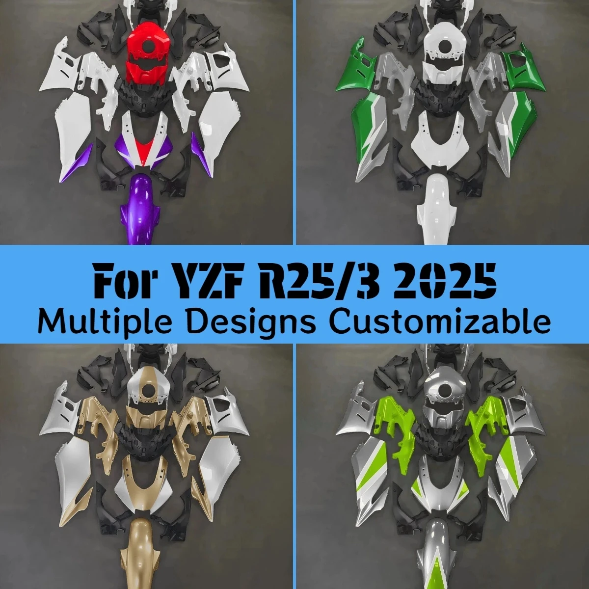 Für YAMAHA YZFR25 R3 2025 Motorradverkleidungen Umbau-Kit YZF-R3 R25 25 Heißer Stil Kundenspezifisches ABS-Prime-Verkleidungsset