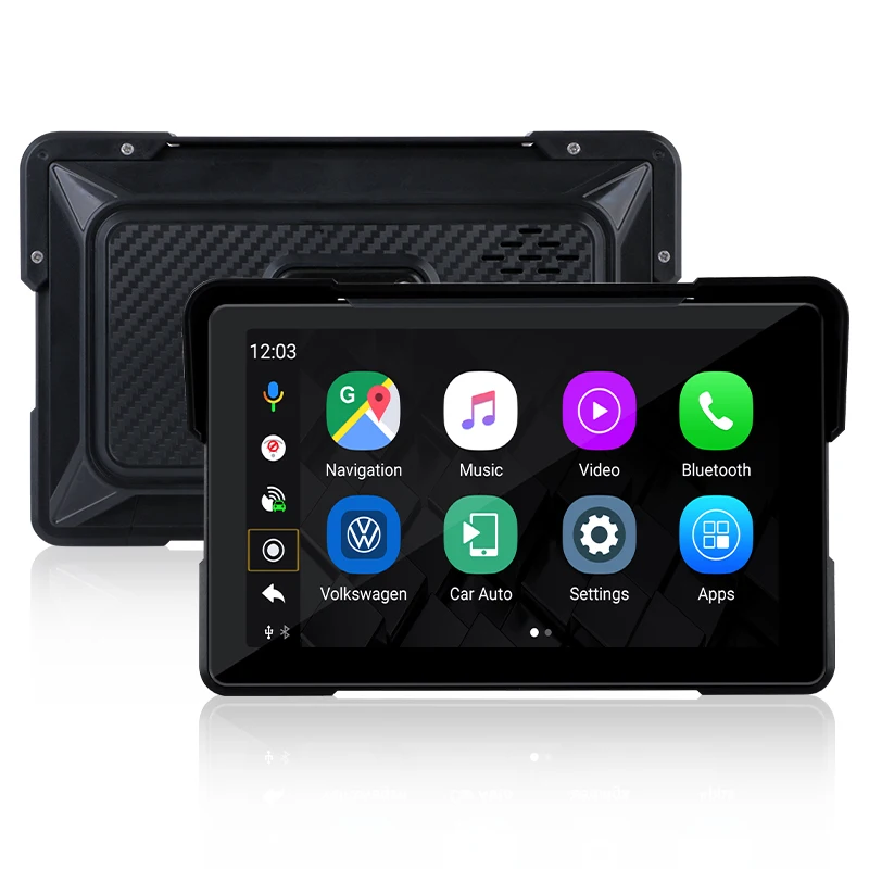 Srnubi-دراجات نارية محمولة سيارة لاسلكية ، مشغل ذكي أندرويد أتوماتيكي 2K ، نظام تحديد المواقع والملاحة ، TPMS ، WIFI ، IP67 ، DVR ، نفسجي"