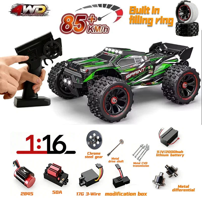 MJX Hyper TS 9522 pro RC auto borstelloze 4WD hoge snelheid 85km/u op afstand bestuurbare off-road truck met grote wielen, makkelijk te besturen voertuig