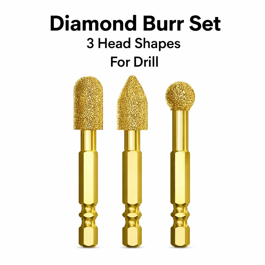 

Набор из 3 алмазных шлифовальных насадок, полировальные насадки для дрели, для обработки железа, нержавеющей стали, керамической плитки