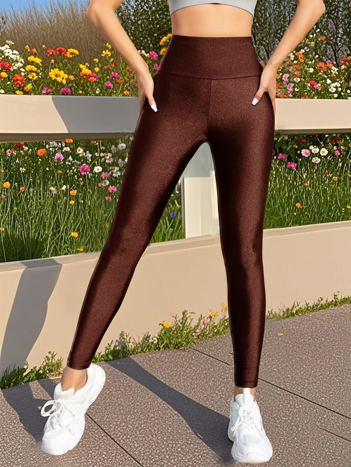 Spring And Summer New Dopamine Colored High Waisted Cropped Pants With High Elasticity Solid Color Tight Leggings For Women
