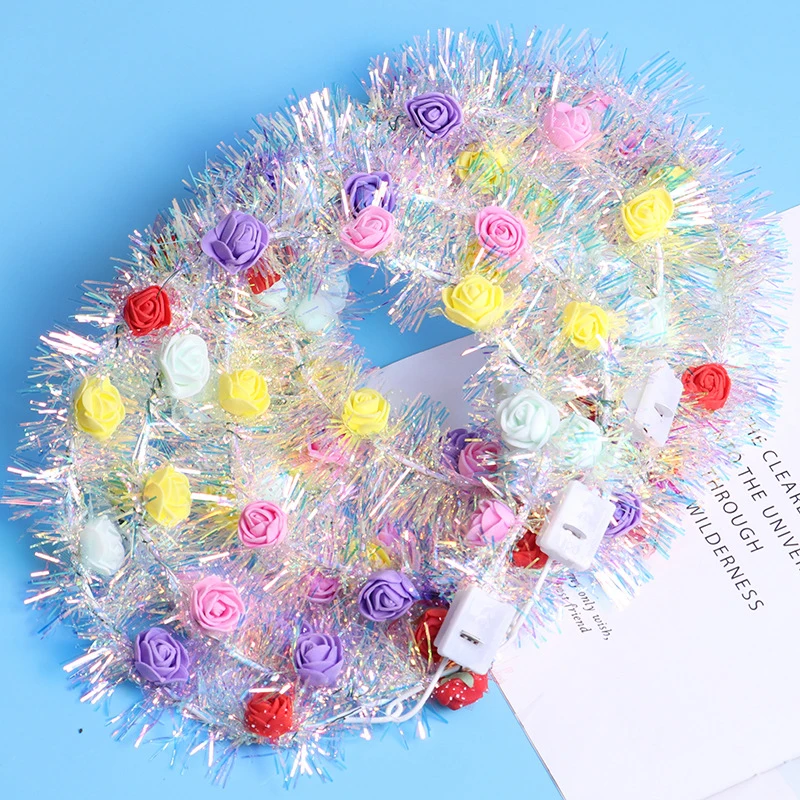 Lustige niedliche geführte leuchtende Blumen girlande Kopf bedeckung kreative Braut Fee Haarschmuck Kinderspiel zeug Foto Requisiten Haar bänder Geschenk