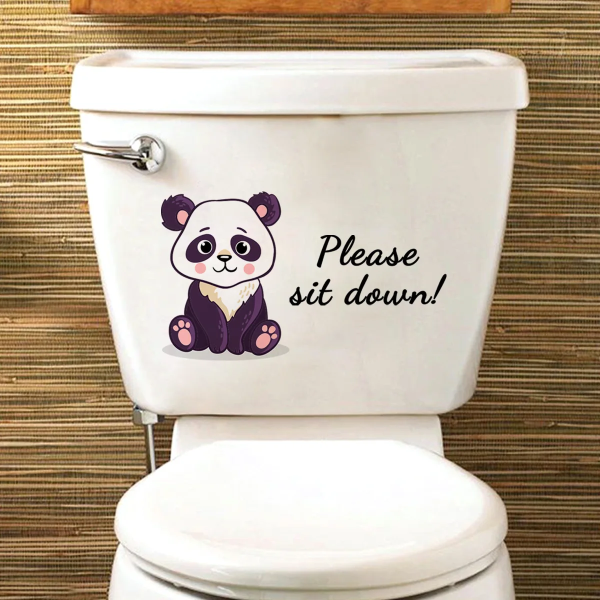 15*30cm Cartoon Animal Panda English Slogan Wall Sticker Toilet Sticker Oomrestaurant Backwall Toilet Decorative Wall Sticker