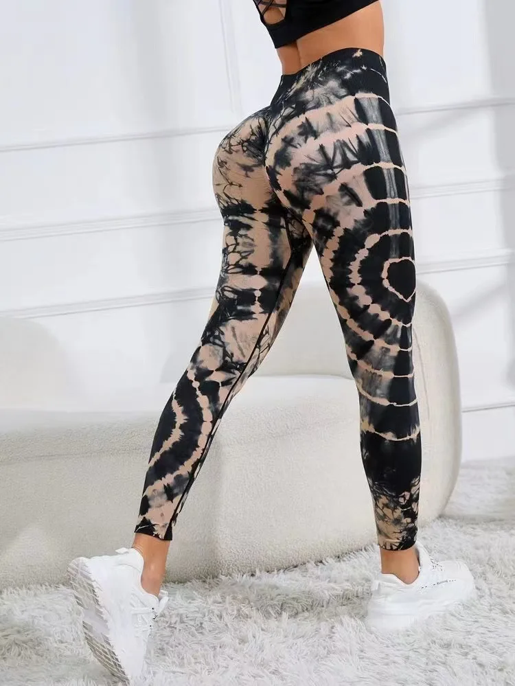 Tie Dye Leggings High Waist Elastic Yoga Pants Seamless Push Up Tights Fitness Women Sport Gym Training Running Leggings Femme