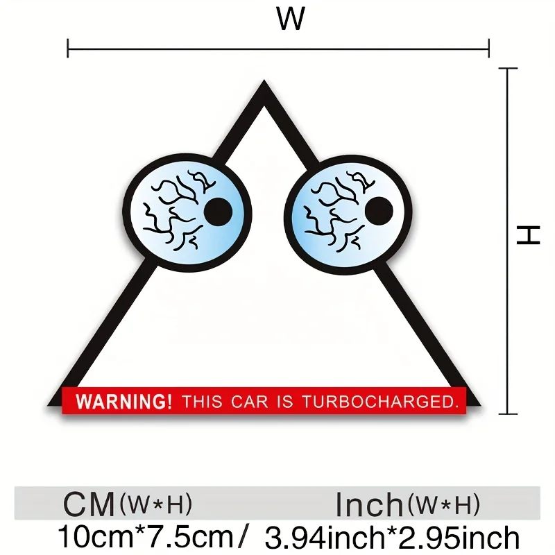 1PC Unique Turbocharged Warning Decal, Brainy Eyes Look, Suitable for Turbo Car, Motorcycle & Racing Gear