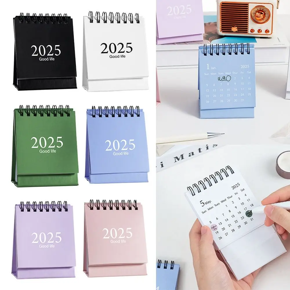 Office School Supplies 2024.7-2025.12 Table Desk Calendar Simple Cute Yearly Monthly Daily Planner Protable 2025 Desk Calendar