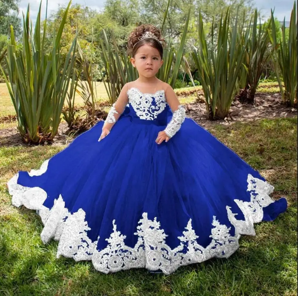 Eleganti abiti da ragazza di fiori Champagne pizzo senza maniche battesimo bambini spettacolo per matrimoni prima comunione Ball Gown