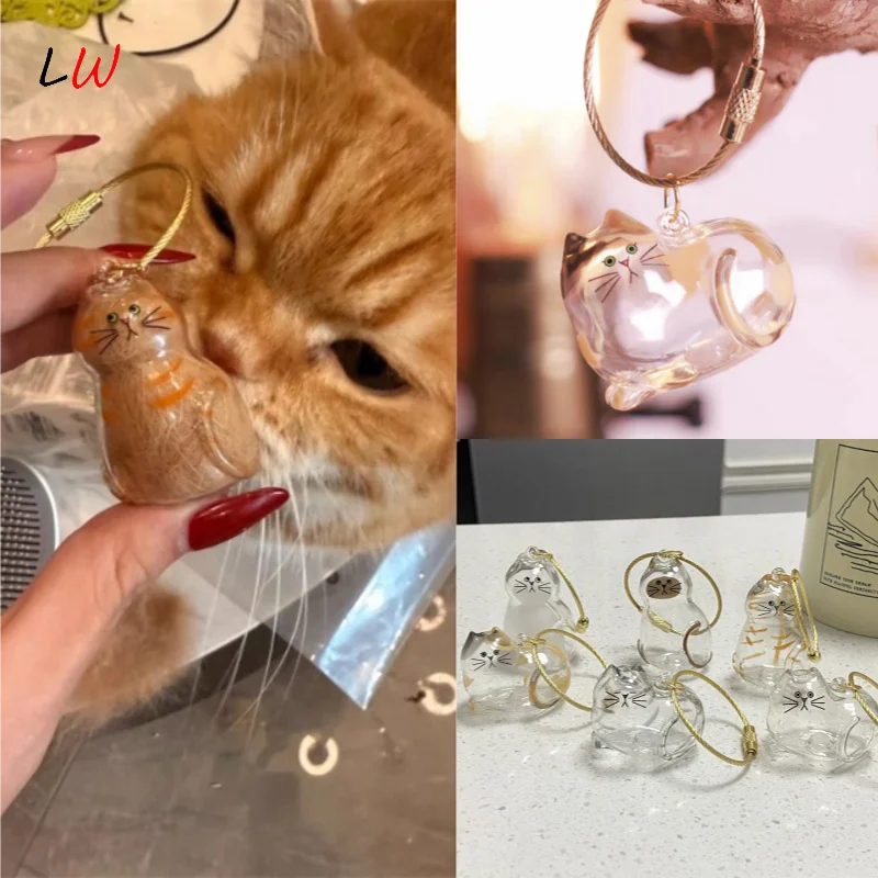 

Creative Keychain Handmade Cat Fur Keyring Hanging Cat Pet Hair Storage Container Grooming Souvenirs Cute Cats Shape Pendants