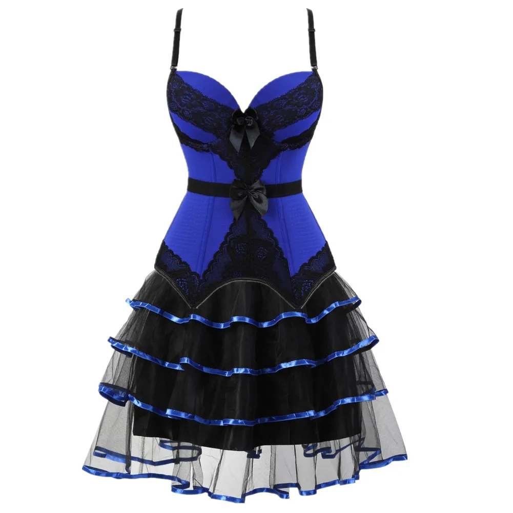 

Victorian Corset Dress Women Sexy Straps Overbust Bustier Lace Lingerie Mini Tutu Skirt Burlesque Vintage Corselet Top Clubwear