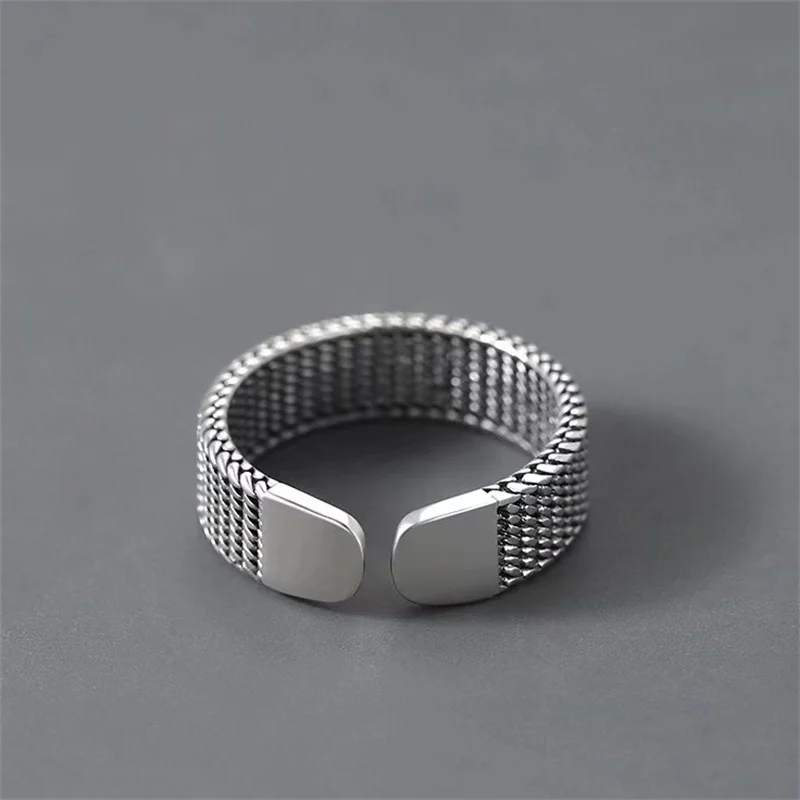 Vintage Ring Men's Jewelry Fashion Simple Lines Index Finger Ring Male Trendy Silver 925 Hand Ornaments