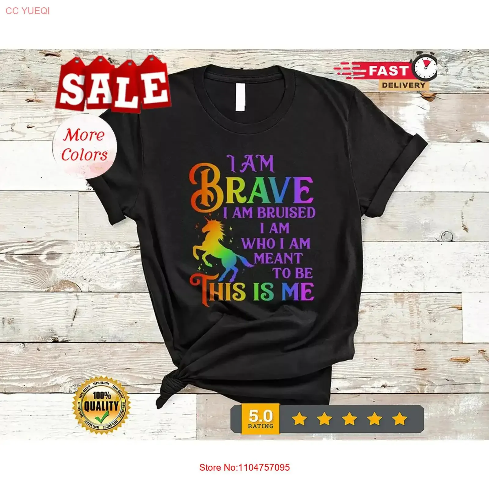 I Am Brave Bruised I'm Who Meant To Be This Is Me Unicorn LGBT T Shirt vintage Washed Soft Slightly Unisex
