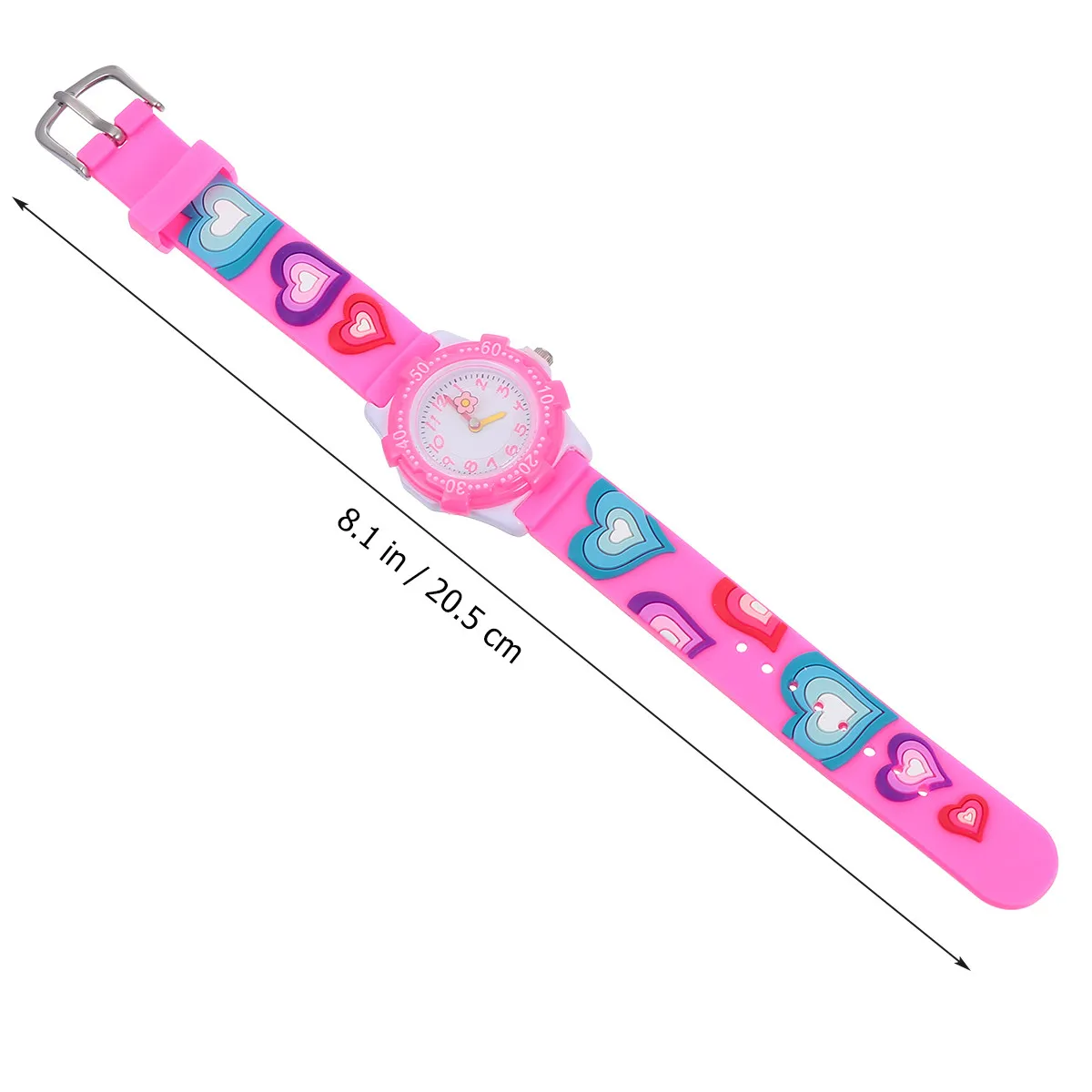 Cartoon Watch with Flower Pattern Lovely Design Adjustable Strap Daily Waterproof for Time Concept Learning