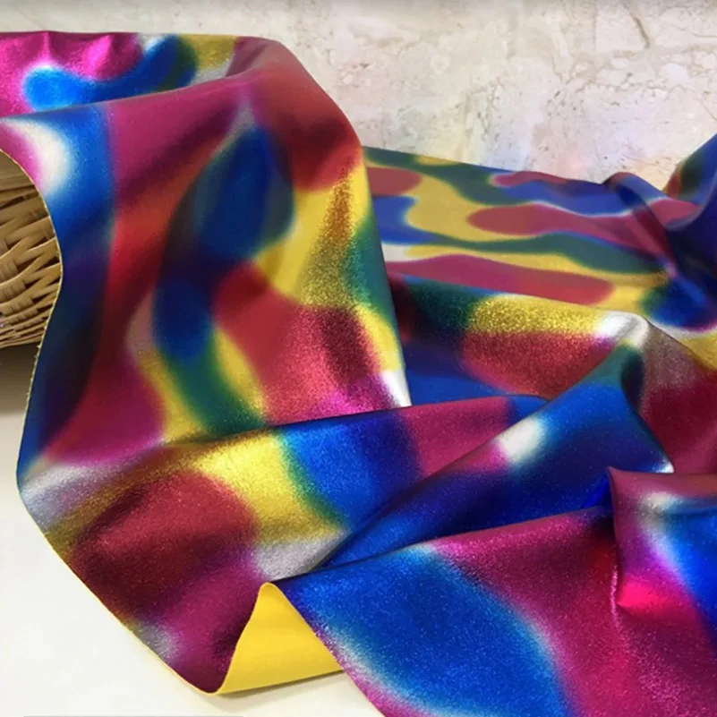 Elastic Bronzing Fabric Spandex 4 Ways Gold and Silver Shiny for Sewing wedding Decoration Stage Performance Clothing
