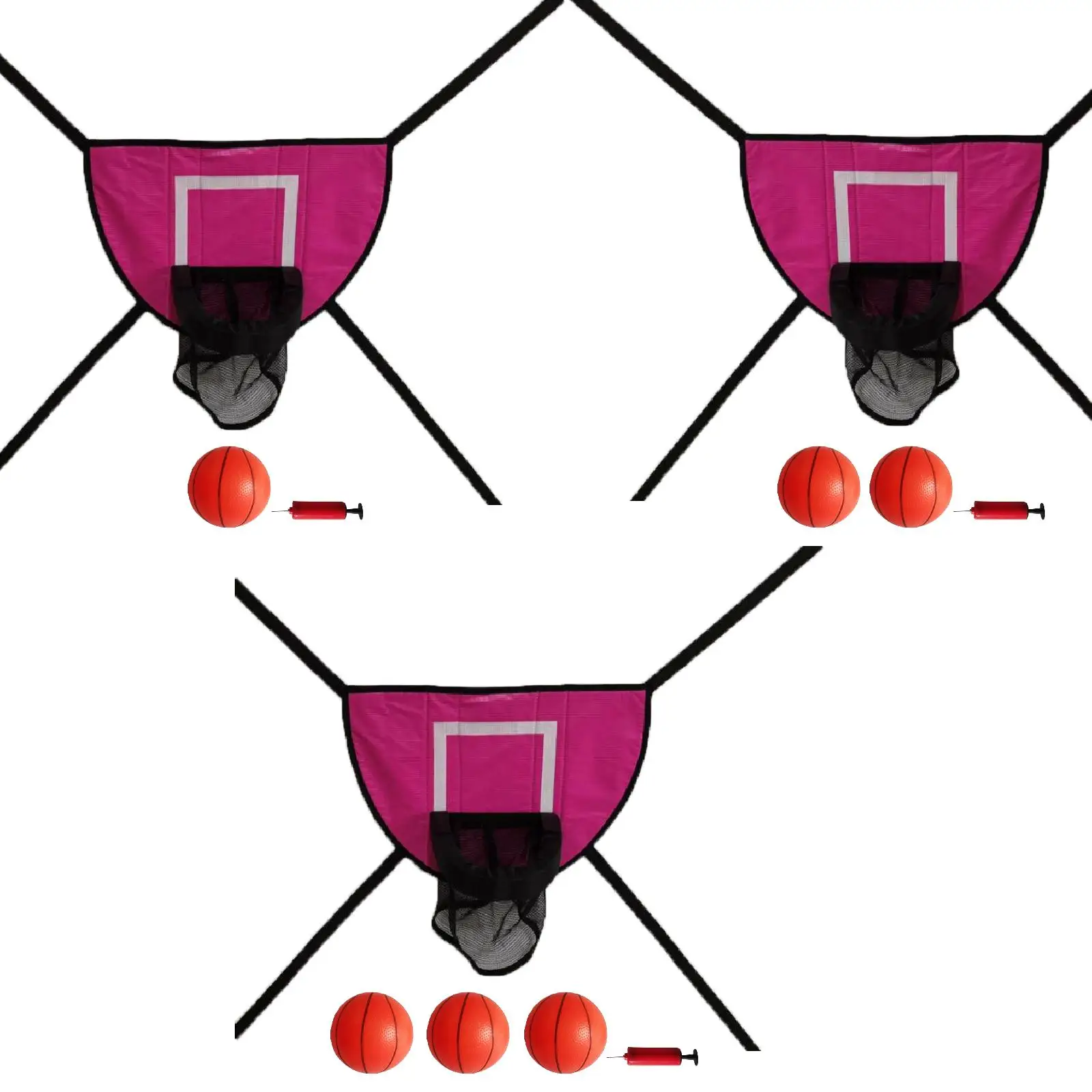 トランポリン用バスケットボールフープ 軽量ベースボード 防水 頑丈 ダンク用トランポリンアクセサリー すべての年齢向け ローズレッド
