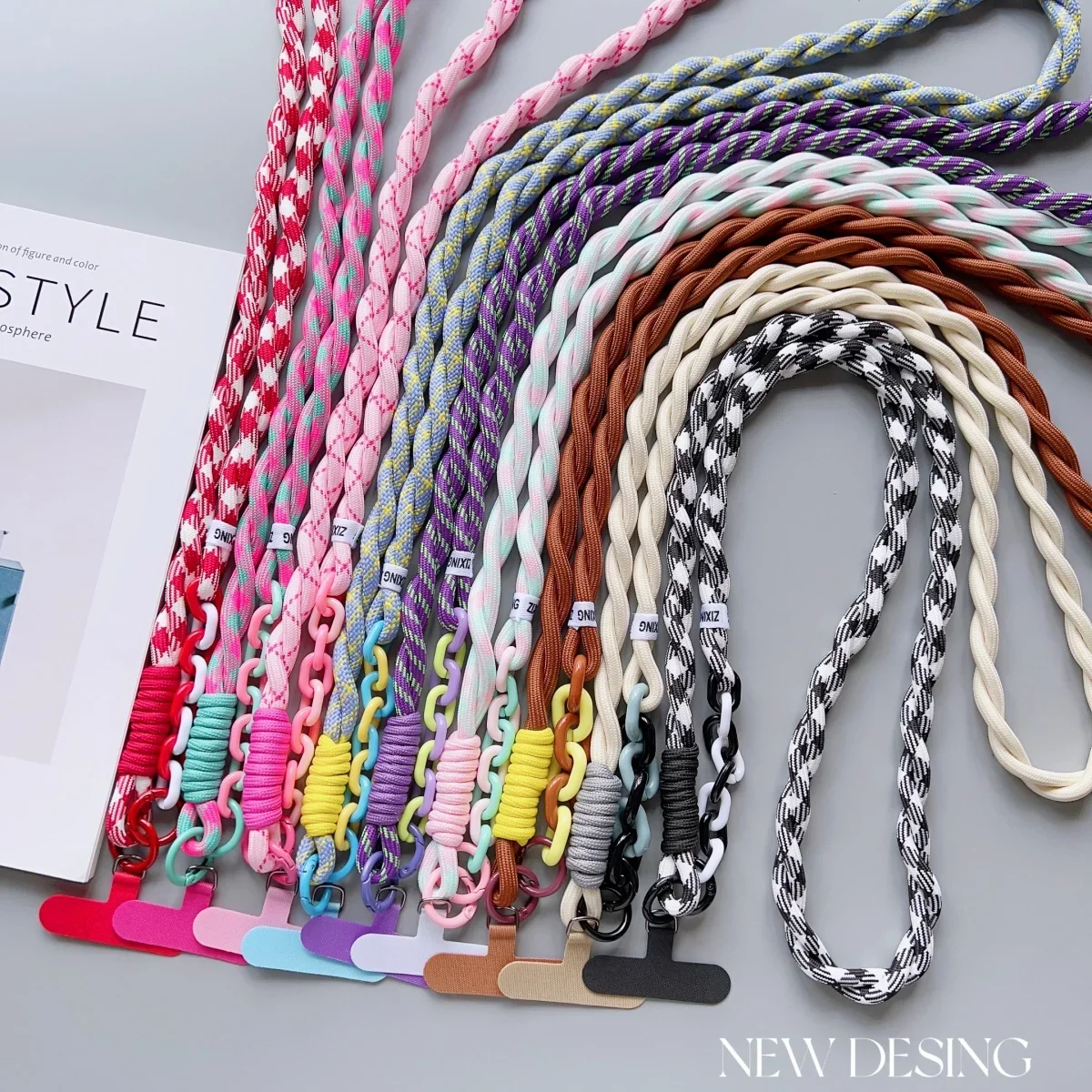 

Fashion Splicing Cute Phone Lanyard Diameter Outdoor Case Crossbody Shoulder Card Neck Cord Clip Hang Anti-lost Wrist Strap New