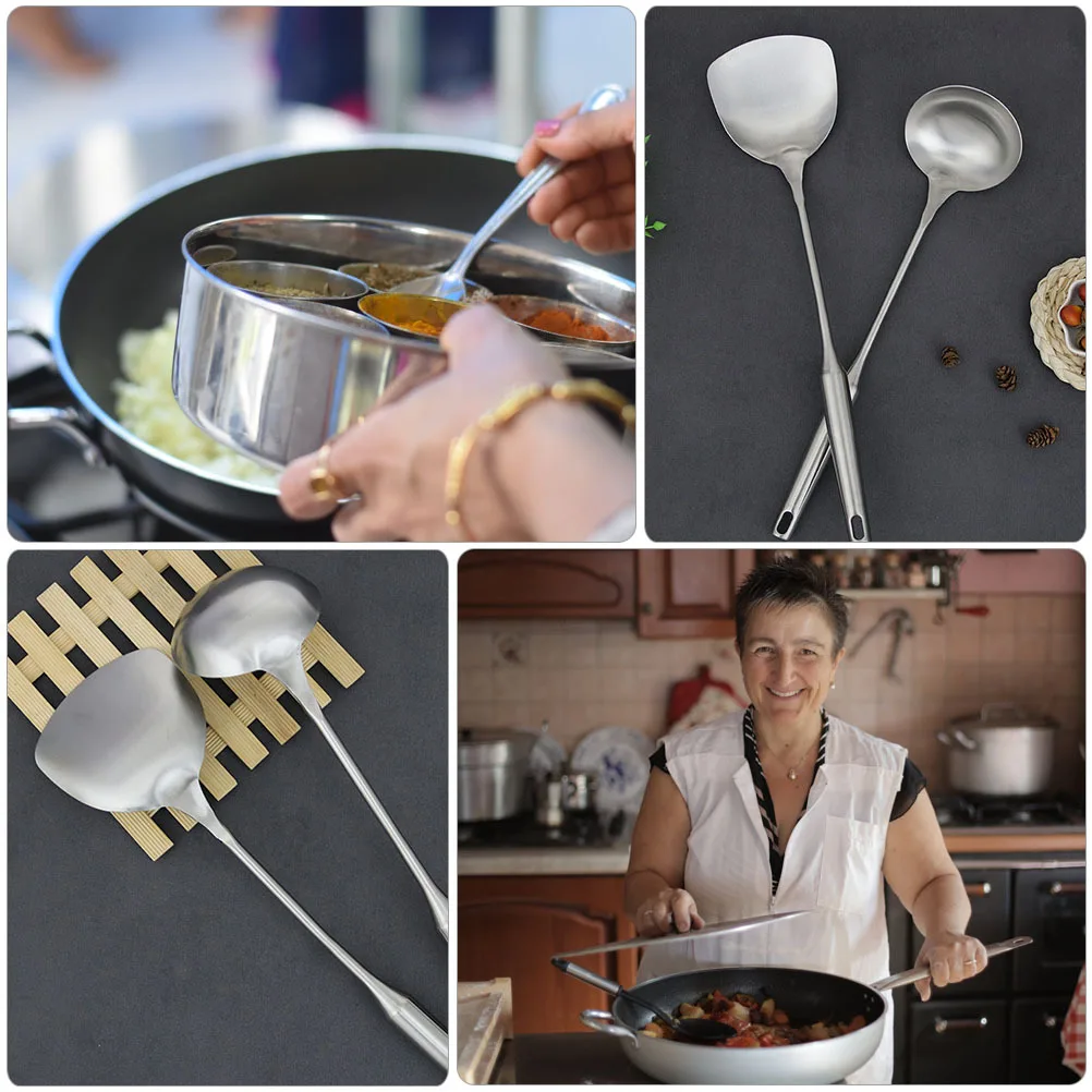 

1Set Stainless Steel Cooking Spatula and Spoon Ladle Kitchen Utensils Practical Cooking Tools Kitchen Utensils