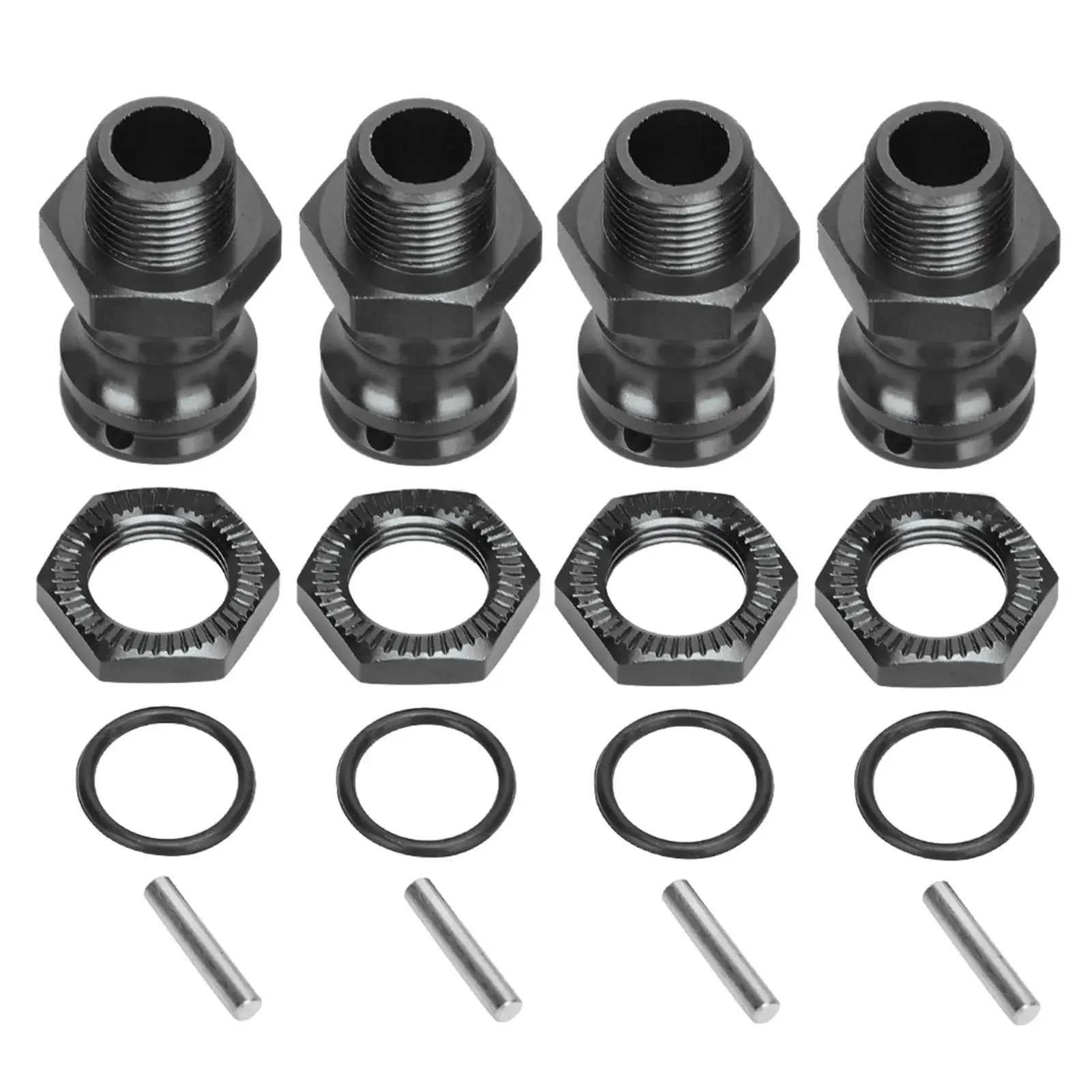 4pcs Aluminum Alloy 17mm Hex 23mm Wheel Extension Adapter for 1/8 RC Car ModelBlack