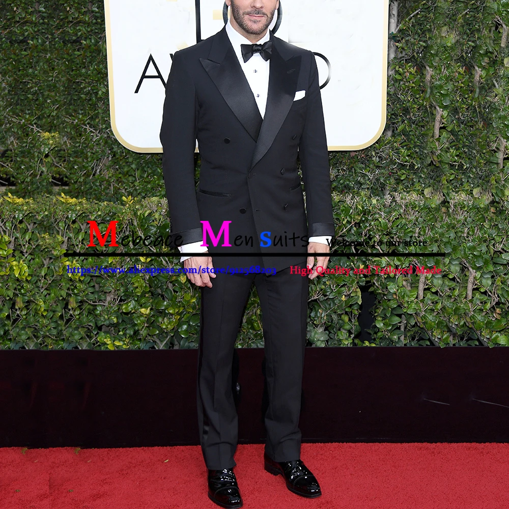 

Two Pieces Black Suit Men Italian Style Double Breasted Celebrity Mens Suits Slim Wedding Suit Tuxedo Formal Business Blazer Set