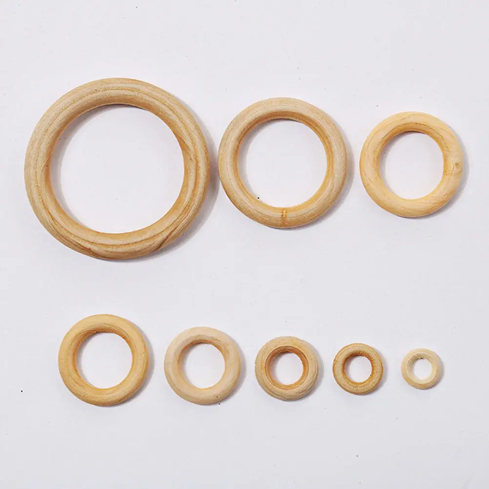 50 Anillos de Madera Lisos, Anillos de Hebilla de Madera Natural sin Acabado, Círculos para Manualidades, Fabricación de Joyería, Llaveros y Accesorios para Bolsos
