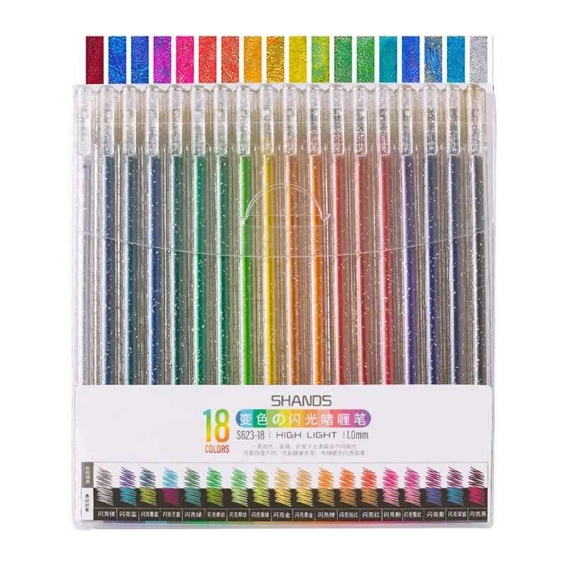 1 Satz Gel schreiber für Erwachsene Malbuch Glitter Gel schreiber für Kinder farbiger Gel Glitter Stift (18 Farben)