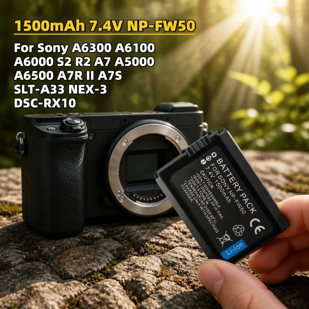Fast Shipping New 1500mAh 7.4V NP-FW50 Replacement Battery For Sony A6000 A6300 A6500 A7 A7R II A7S NEX-3 RX10 Camera