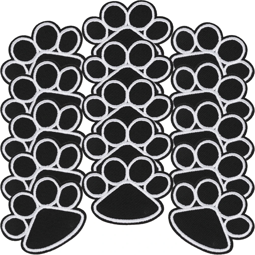 

15pcs Dog Paw Embroidered Patches Iron On Sew On Clothes Repair Decoration Patch For T-Shirts Jackets Backpacks Crafts