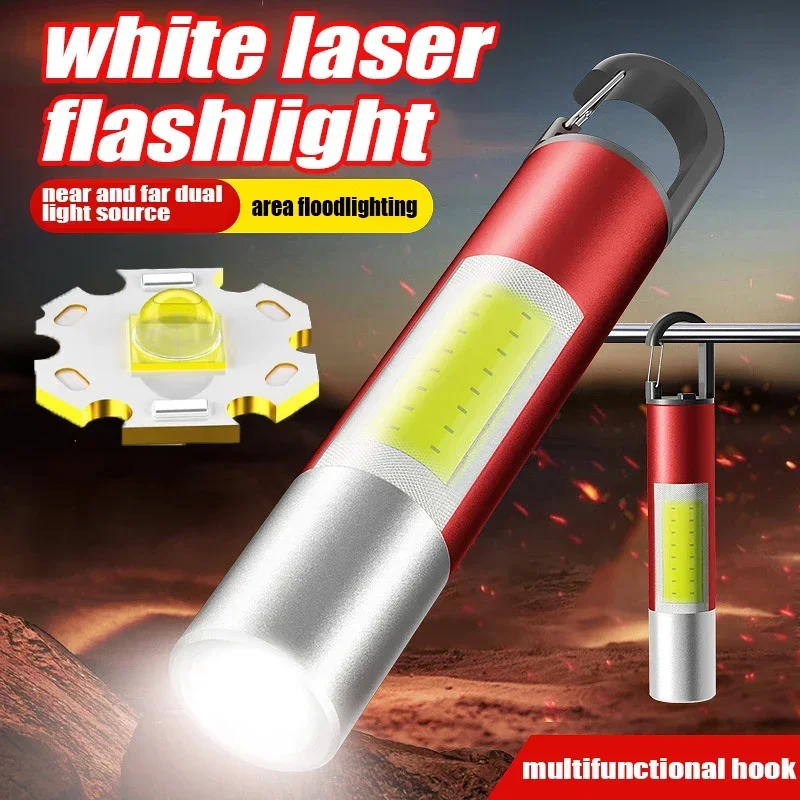Doppelte Lichtquellen Taschenlampe 18650 wiederauf ladbare weiße Laser lampe 5 Modi Licht mit