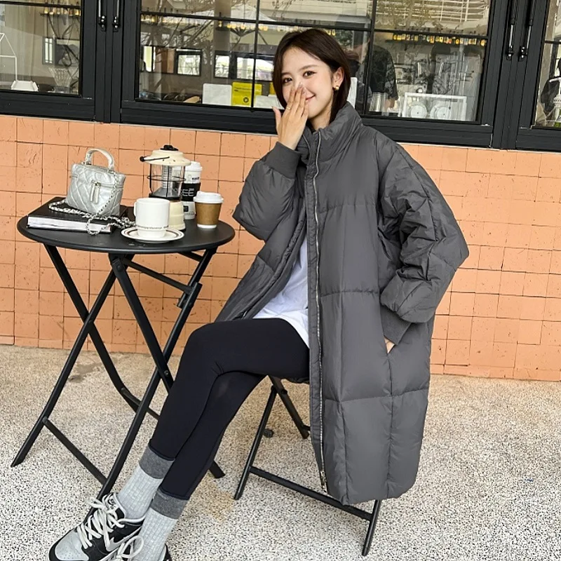 2024 New Down Padded Jacket Women's Winter Korean Version of Long Jacket Fashion Loose Thick Warm Over The Knee Coat