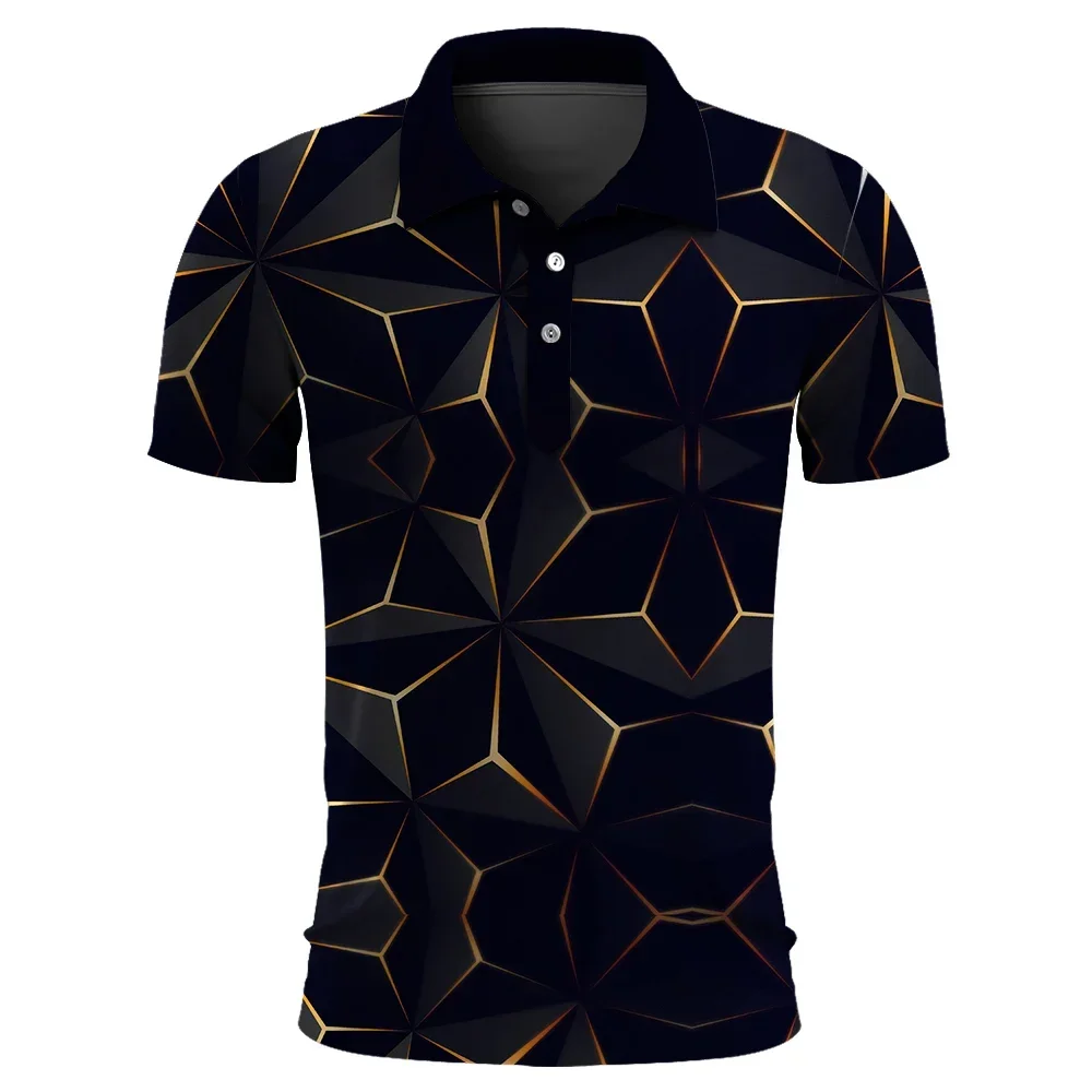 Men Personality Summer Short Sleeve Fashion Business Polo Shirt Men 3D Digital Print Cool Polo Shirt