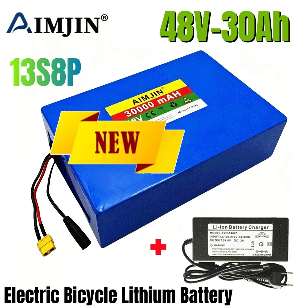 large Capacity 13S8P 48V 30Ah Lithium Battery For Electric Scooters, Mountain Bikes 250-800W+54.6V 2A Charger