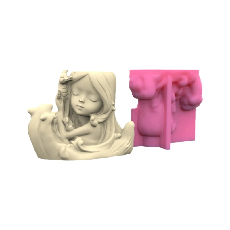 

Silicone FlowerPot Mold Candlestick Silicone Mold Girls Head-Planter Vase Mold