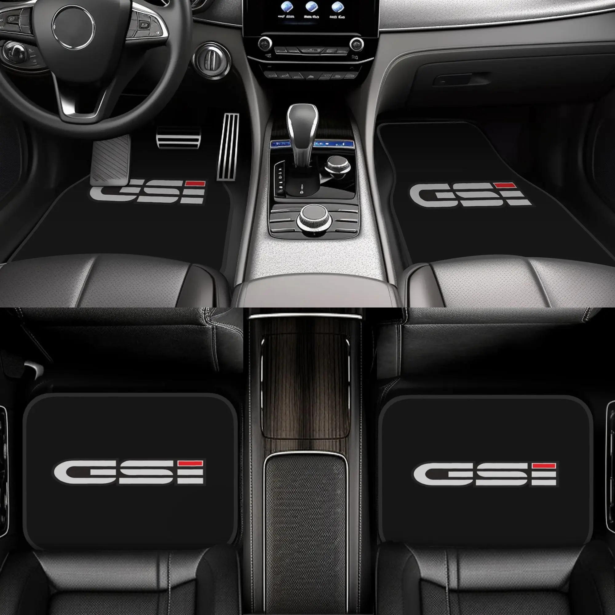 

4pcs GSI Badge Pattern Design Car Floor Mats - Durable, Easy To Clean, Stylish Interior Protection For Sedans, SUVs, And RVs, Pe