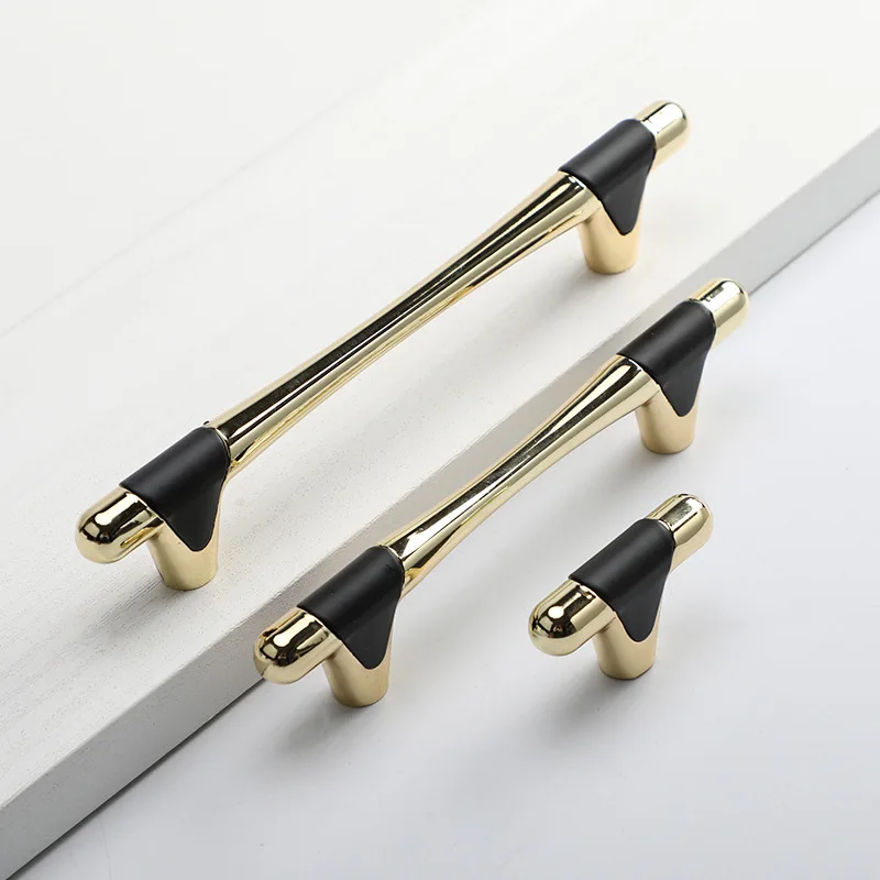 Einfacher Schuhschrank-Türgriff, Badezimmerschrank, Schwarzgold, ganz in Schwarz, nordische Schublade, Kleiderschrank, Kommode, Griff im europäischen Stil