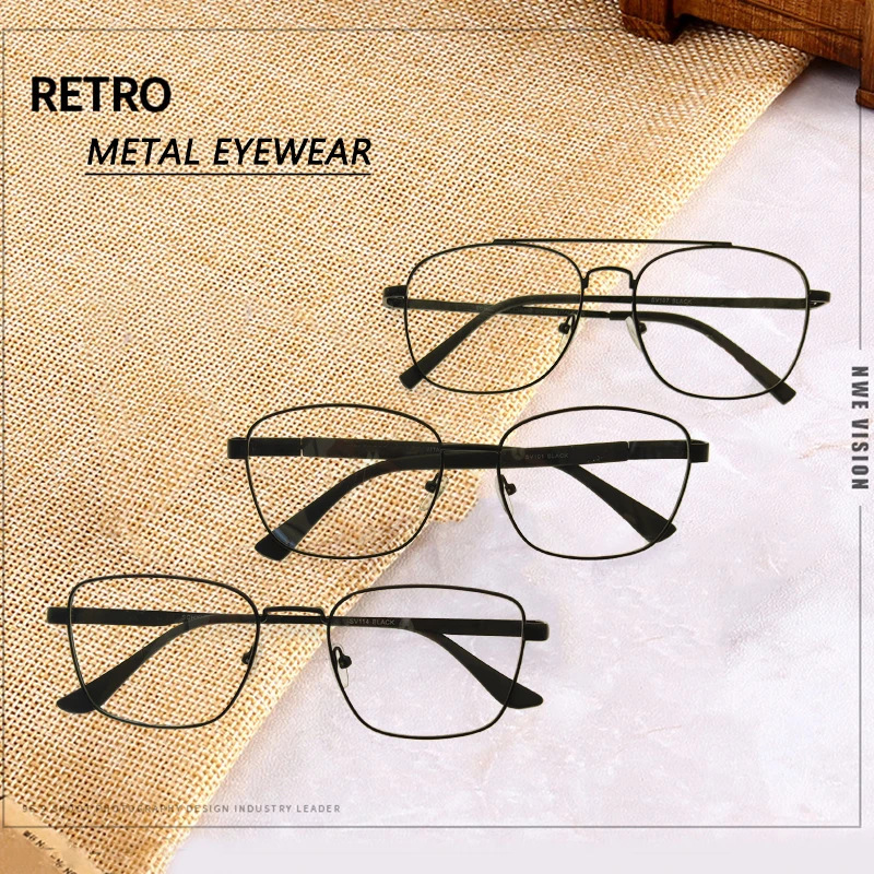 

REAL factory wholesale simple design metal frame men optical frame myopia eyewear