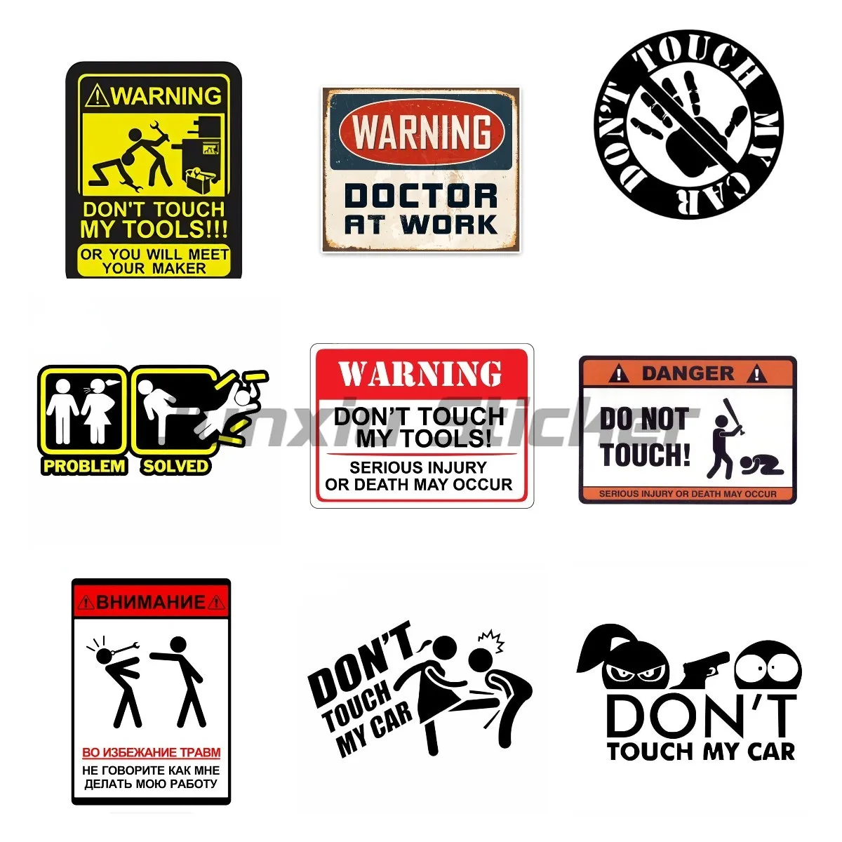 Non-Metallic PVC Warning, Do Not Touch My Tools!  anime car stickers cute decal decoration accessories