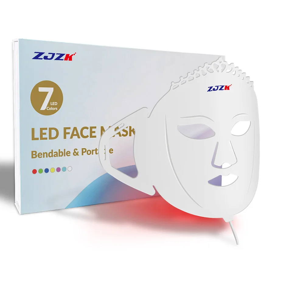 LED Light Mask Face Care Wireless Rechargeable 7 Color for Skin Tightening Rejuvenation Minimizing Pores Anti Wrinkle &ance