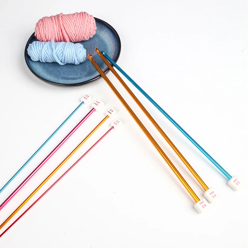 Tunisian Afghan Crochet Hooks 2.0-8.0mm Aluminum Knitting Needles for DIY Hand Weaving Carpet Scarf Sweater Sewing Accessories