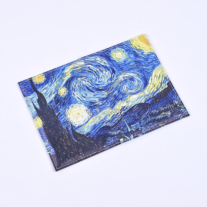 Creativity Van Gogh Painting Passport Cover Luggage Tag Set The Starry Night Passport Holder Boarding Card Holder Baggage Label