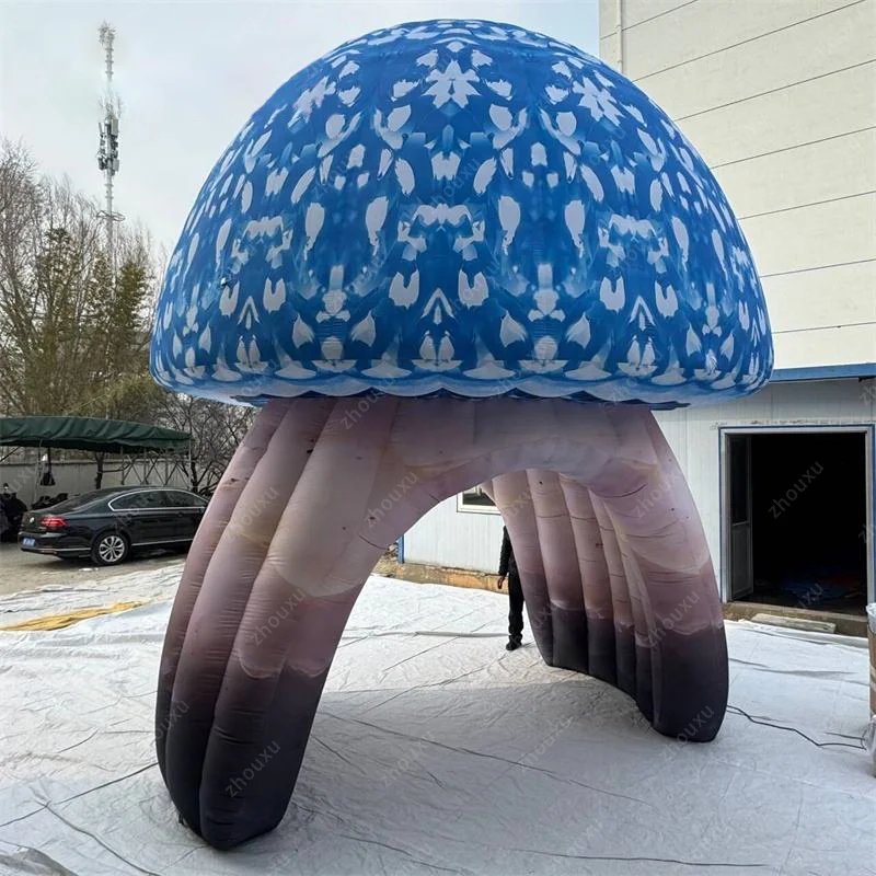 Aufblasbarer Pilz-Eingangstunnel, pilzförmiges Sonnenschutzzelt für Musikparty-Dekorations-Requisiten