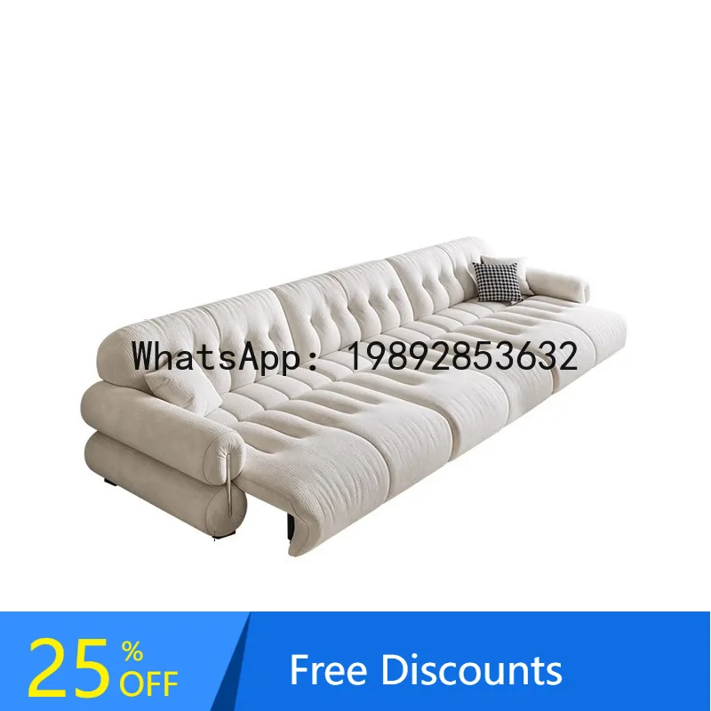 

CZ French Retro Style Brown Sugar Cloud Sofa for Living Room, Suitable for Various Sizes, Straight Row Fabric Sofa