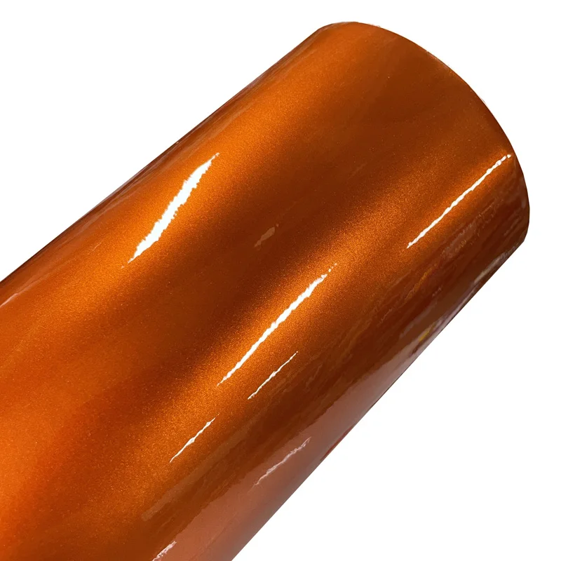 

Premium Candy Gloss Metal Orange Vinyl Film Car Wrap Adhesive Decal Automotive Wrapping Foil with Air Release Bubble