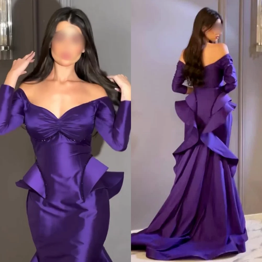 

Customized Charmeuse Pleat Temperament Mermaid Off the Shoulder Long Dresses Bespoke Occasion Women's Evening Elegant Party Gown