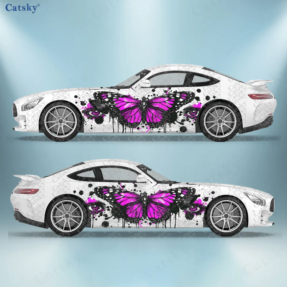 Eye-catching Beautiful Butterfly Car Side Sticker Decor,PVC Waterproof Scratch Resistant Decal,Car Protect,Auto Accessories Gift