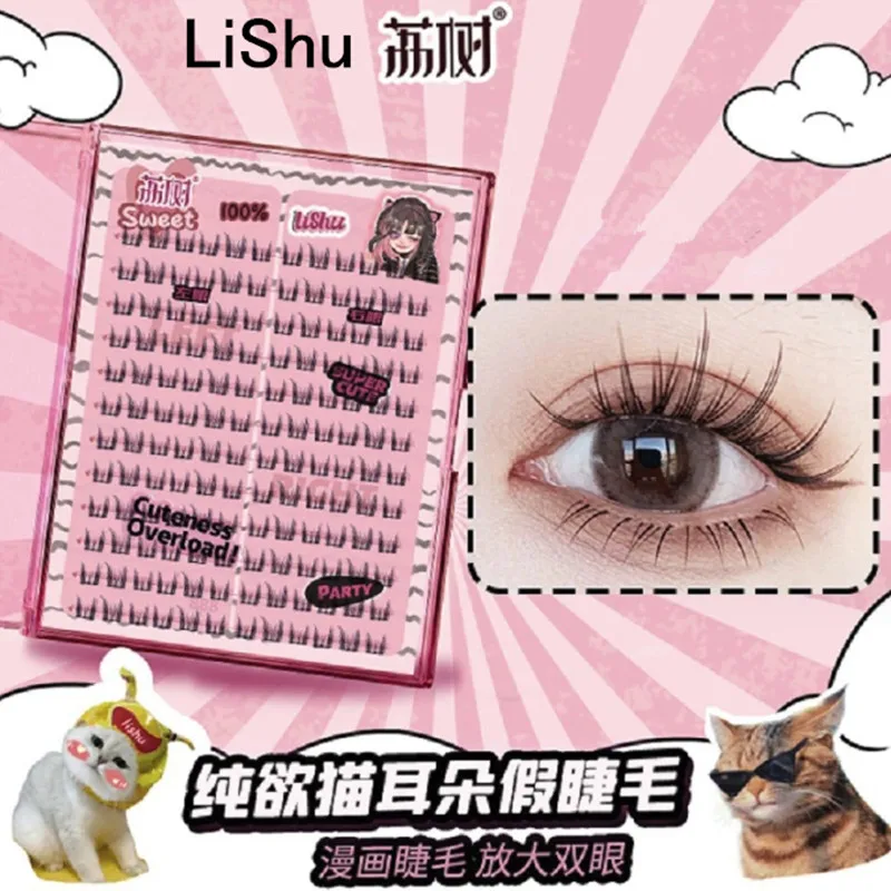 LISHU Reusable False Eyelash Large Capacity Natural Thick Long Individual Cluster Segmented Fluffy Lashes Extension Enlarge Eyes